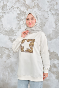 Yıldız Baskılı Sweat Beyaz