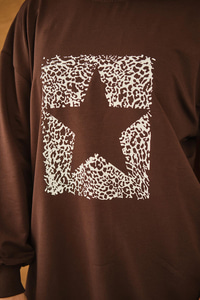 Yıldız Baskılı Sweatshirt Kahverengi