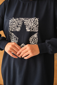 Yıldız Baskılı Sweatshirt Lacivert