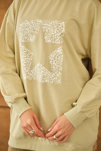 Yıldız Baskılı Sweatshirt Su Yeşil