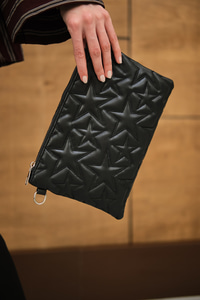 Yıldız Desenli Clutch Çanta Siyah