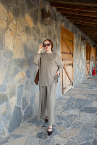 Yırtmaç Detay Takım Haki Yeşil