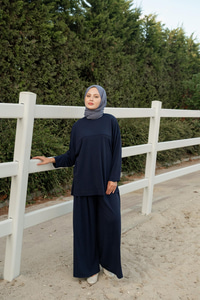 Yırtmaç Detay Takım Lacivert