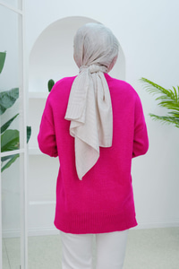 Yırtmaçlı Triko Kazak  Pembe