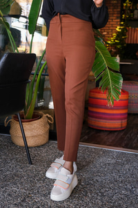 Uygun Fiyatlı YUKSEK BEL KUMAS PANTOLON ACI KAHVE | Loccomoda.com 