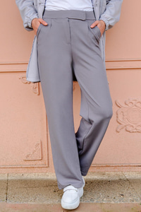Yüksek Bel Lastikli Bol Paça Pantolon Gri