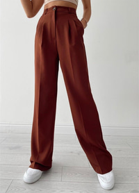 YUKSEK BEL PALAZZO PANTOLON ACI KAHVE