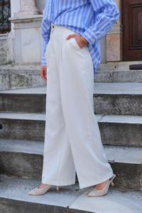 YUKSEK BEL PALAZZO PANTOLON BEYAZ