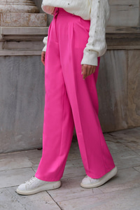 YUKSEK BEL PALAZZO PANTOLON FUSYA