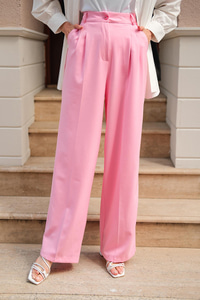 YUKSEK BEL PALAZZO PANTOLON Pembe