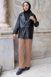 YUKSEK BEL PALAZZO PANTOLON VIZON