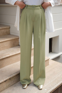 YUKSEK BEL PALAZZO PANTOLON Yeşil