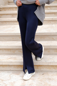 Yüksek Bel Scuba Yırtmaçlı Pantolon  Lacivert