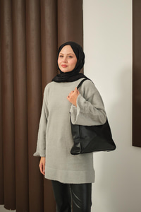 Yumoş Triko Tunik Gri