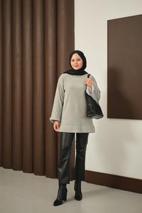 Yumoş Triko Tunik Gri