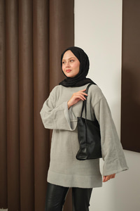 Yumoş Triko Tunik Gri