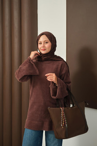 Yumoş Triko Tunik Kahverengi