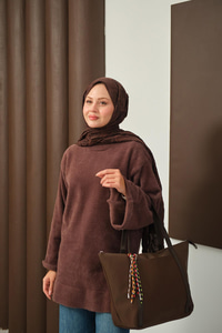 Yumoş Triko Tunik Kahverengi