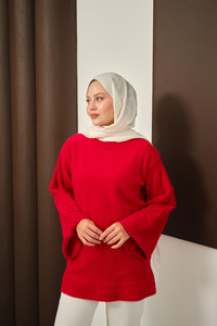 Yumoş Triko Tunik Kırmızı