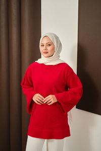 Yumoş Triko Tunik Kırmızı