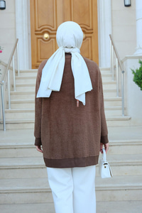 Yumuşak Dokulu Düğmeli Hırka Kahverengi