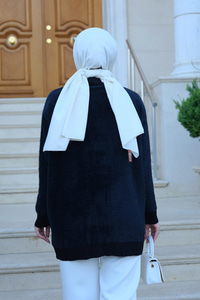 Yumuşak Dokulu Düğmeli Hırka Siyah