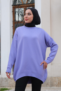 Yumuşak Dokulu Triko Kazak Lila