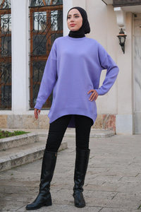 Yumuşak Dokulu Triko Kazak Lila