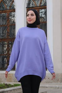 Yumuşak Dokulu Triko Kazak Lila