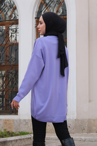 Yumuşak Dokulu Triko Kazak Lila