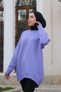 Yumuşak Dokulu Triko Kazak Lila