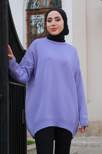 Yumuşak Dokulu Triko Kazak Lila