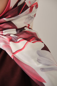 Zambak Desenli Soft Şal Bordo