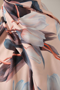 Zambak Desenli Soft Şal Kahve