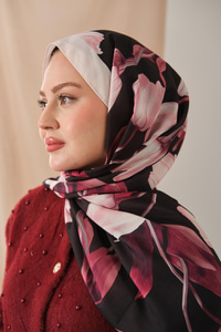 Zambak Desenli Soft Şal Pembe