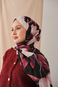 Zambak Desenli Soft Şal Pembe