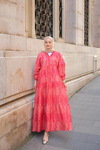 Zebra Desen Elbise  Kırmızı