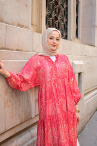 Zebra Desen Elbise  Kırmızı