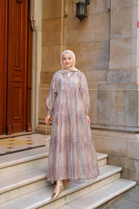 Zebra Desen Elbise  Vizon