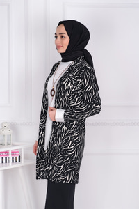 Uygun Fiyatlı ZEBRA DESEN SAL YAKA ICLI CEKET SIYAH | Loccomoda.com 
