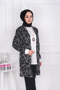 Uygun Fiyatlı ZEBRA DESEN SAL YAKA ICLI CEKET SIYAH | Loccomoda.com 