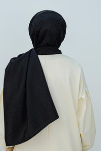 Zigzag Desen Şal Siyah