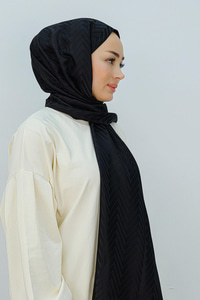 Zigzag Desen Şal Siyah