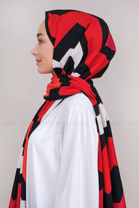 Uygun Fiyatlı ZIKZAK DESEN MEDINE IPEGI SAL KIRMIZI | Loccomoda.com 