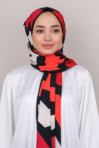 Uygun Fiyatlı ZIKZAK DESEN MEDINE IPEGI SAL KIRMIZI | Loccomoda.com 