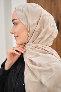 Zikzak Desen Şal Bej