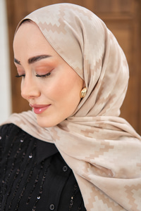 Zikzak Desen Şal Bej