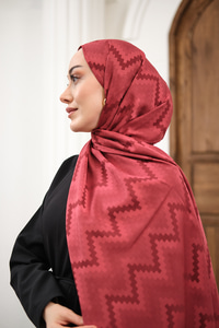 Zikzak Desen Şal Bordo