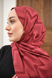 Zikzak Desen Şal Bordo