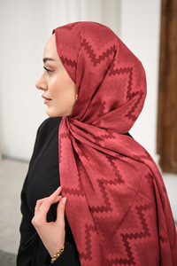 Zikzak Desen Şal Bordo